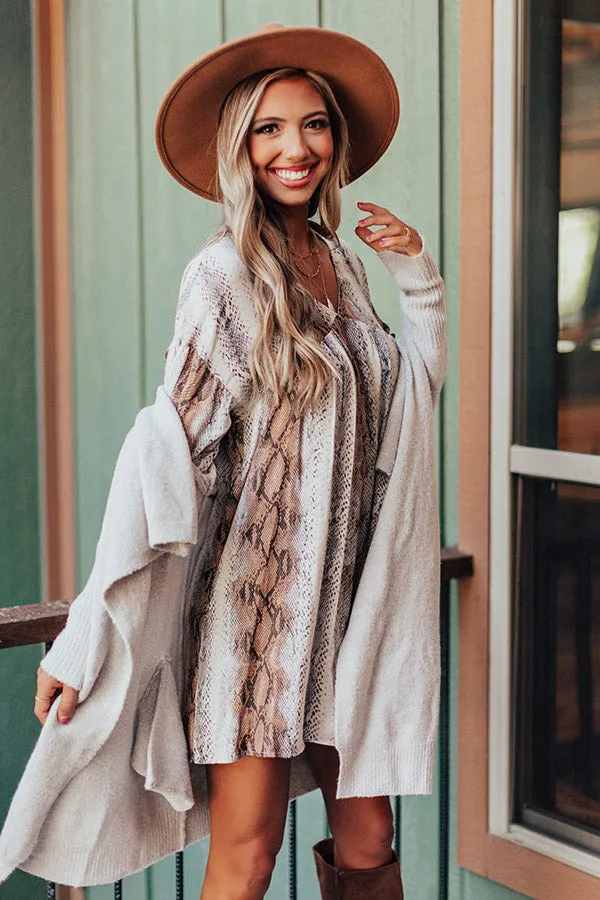 Looking For Love Snake Print Babydoll Dress In Grey