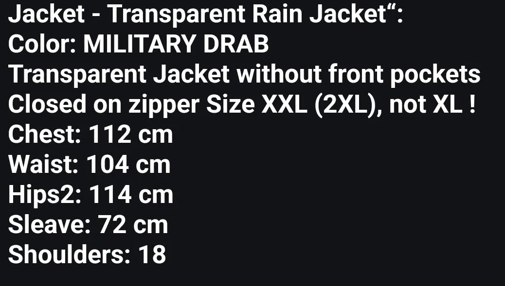 Men's Long Transparent vinyl Raincoat
