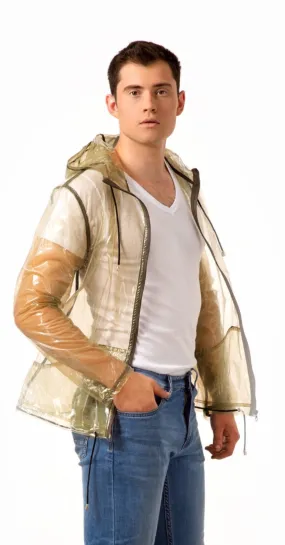 Men's Long Transparent vinyl Raincoat