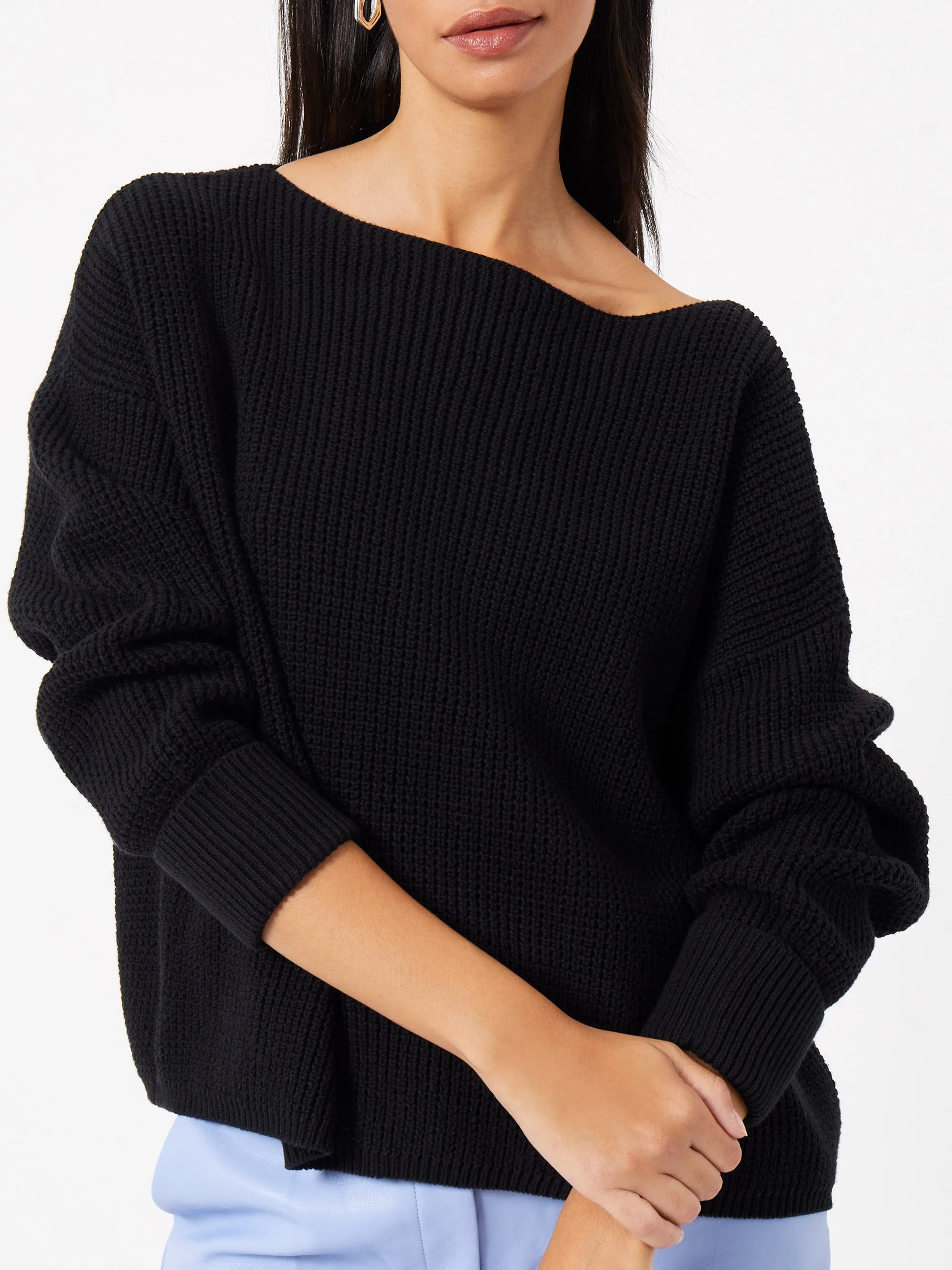 Millie Mozart Waffle Knit Slash Neck Sweater