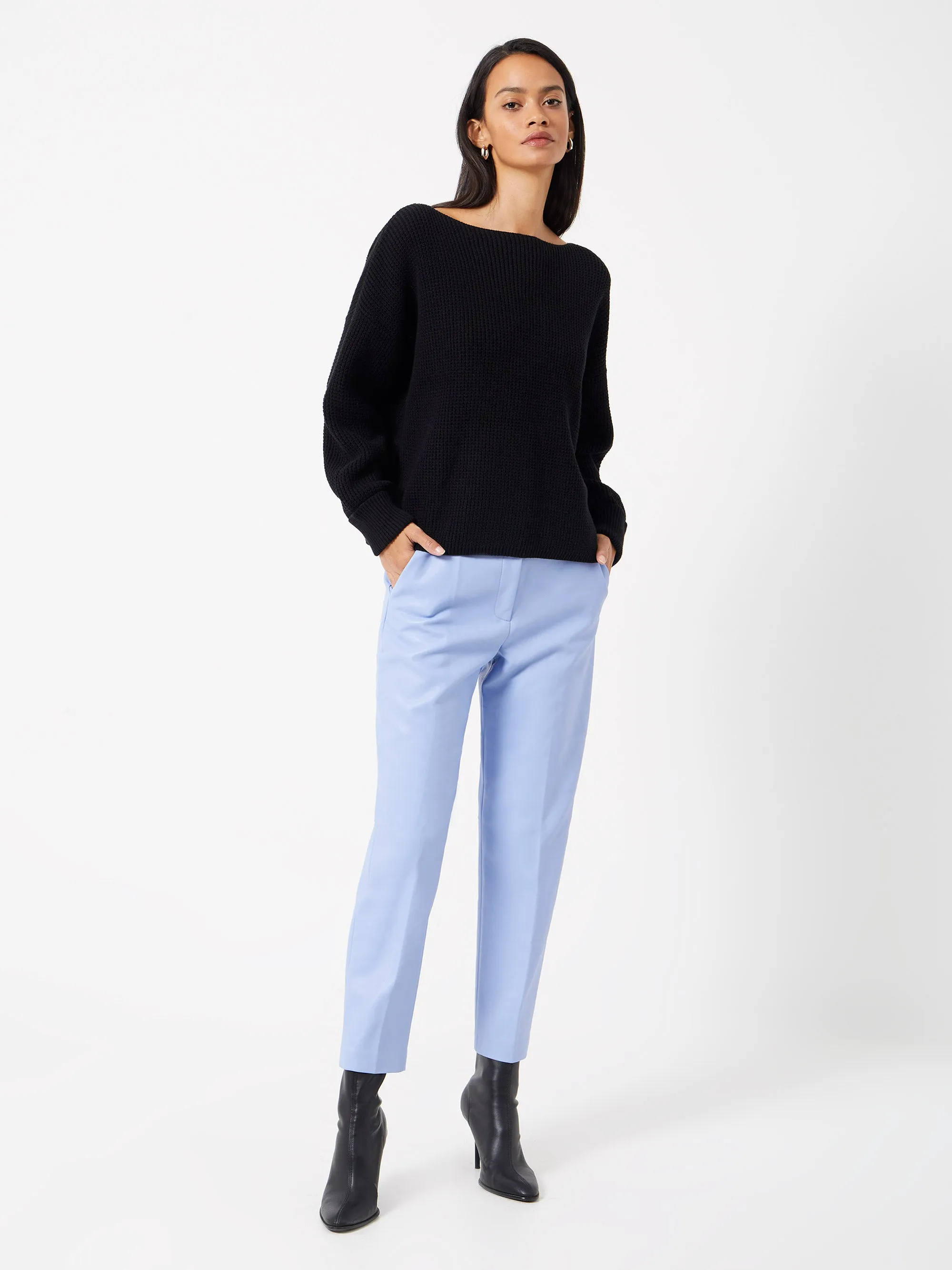 Millie Mozart Waffle Knit Slash Neck Sweater
