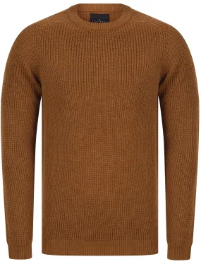 Mino Long Sleeve Wool Blend Knitted Jumper in Rubber Brown - Dissident