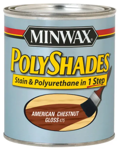 Minwax® 61475 PolyShades® 1-Step Stain/Polyurethane Gloss Paint, American Chestnut, 1 Qt