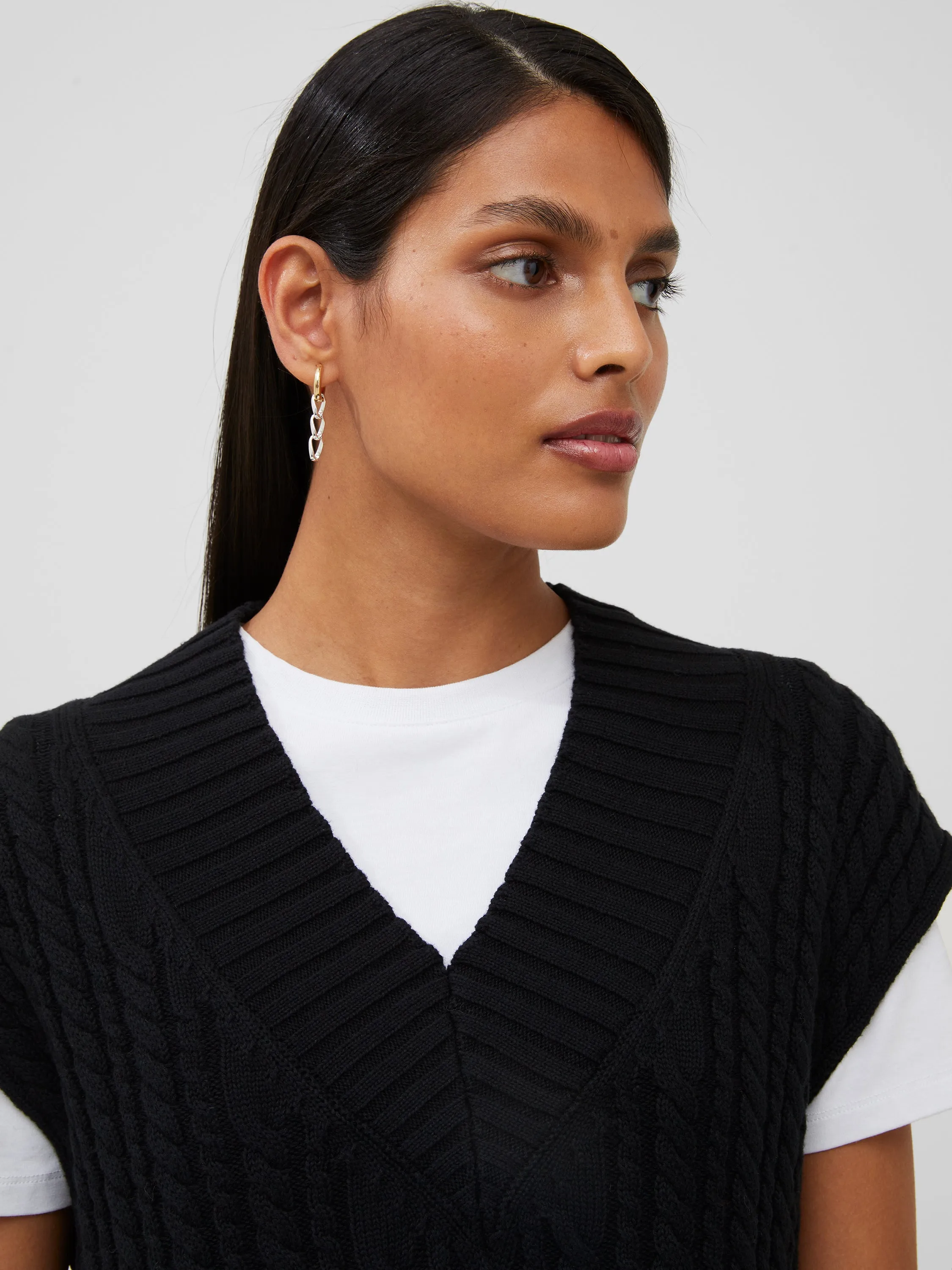 Mozart V Neck Cap Sleeve Sweater Vest