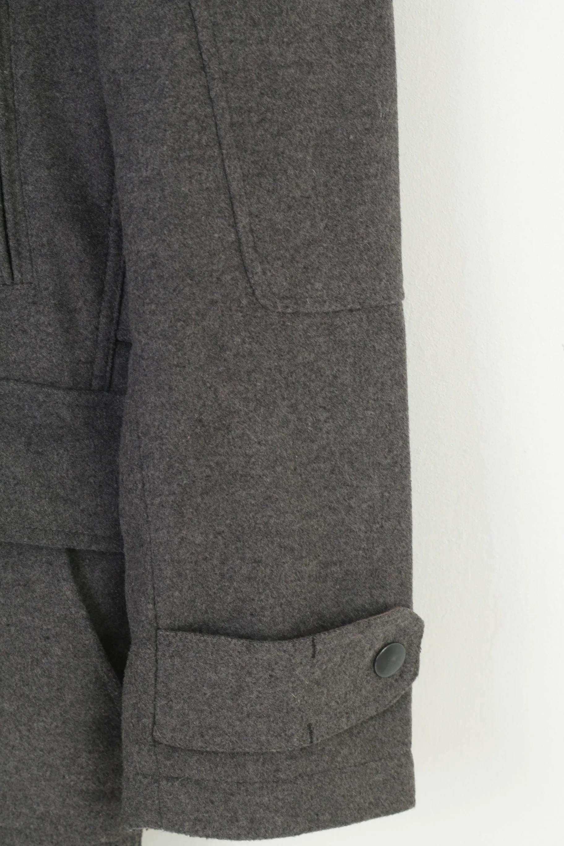 Next Men M Coat Grey Signature Full Zipper Vintage Padded Wool Jacket Pockets Top