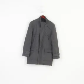 Next Men M Coat Grey Signature Full Zipper Vintage Padded Wool Jacket Pockets Top