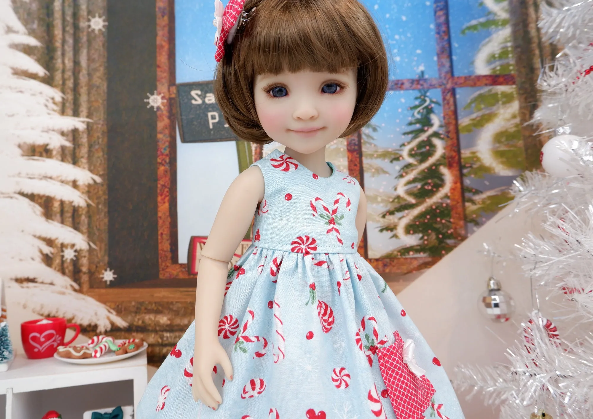 North Pole Candy Canes - dress with sweater & boots for Ruby Red Fashion Friends doll