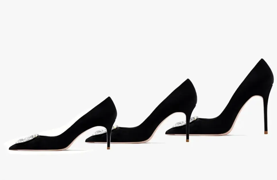 Oralee Flock Black Heels