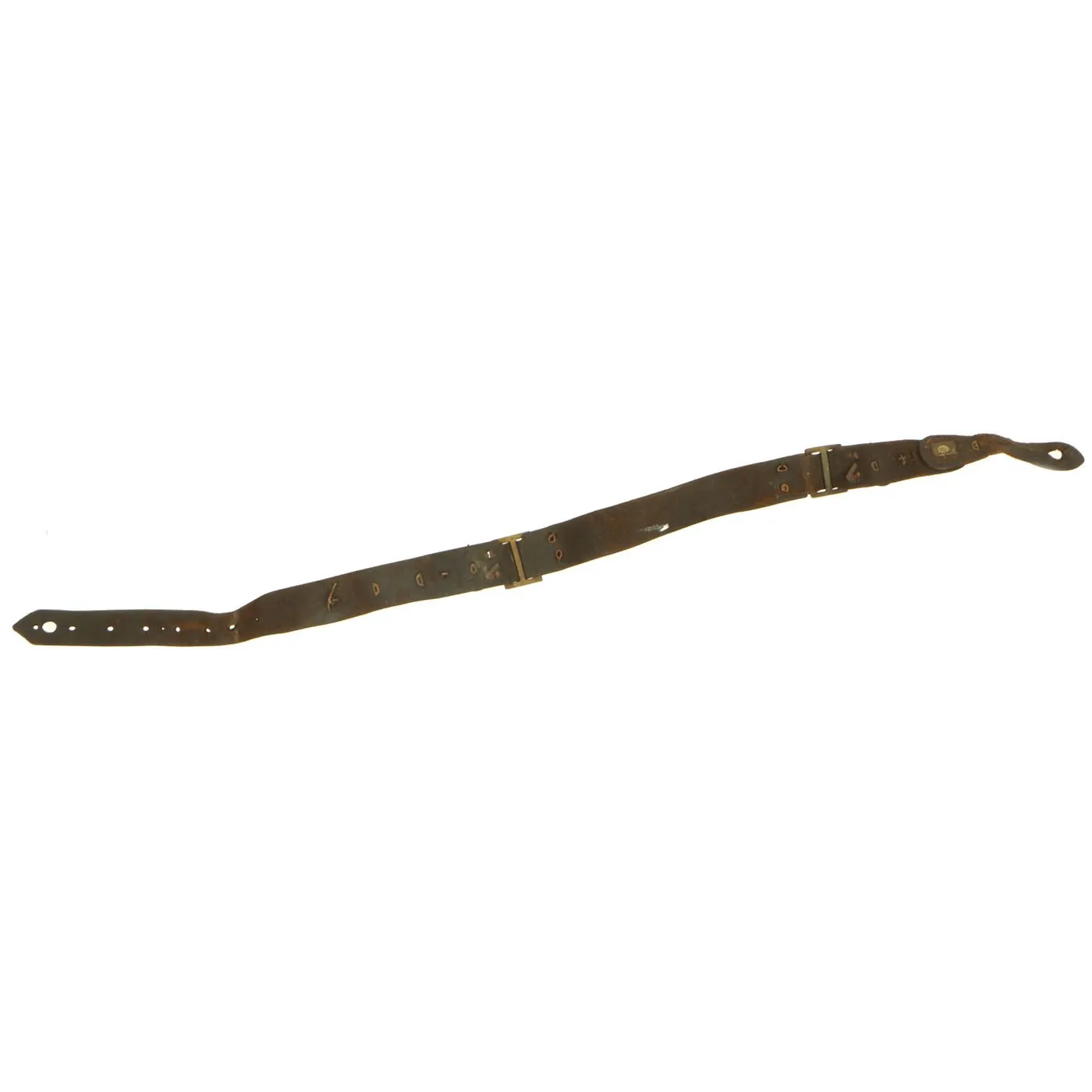 Original British WWI Manchester Regiment Souvenir Leather Belt with Attached Buttons, Badges & Insignia