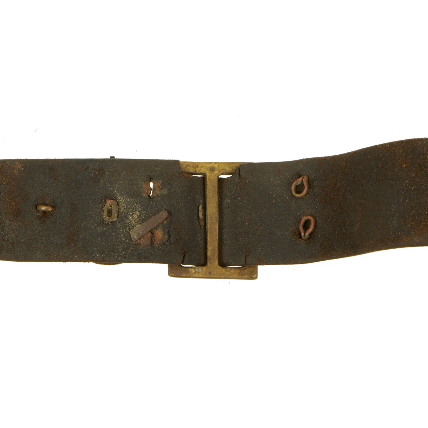 Original British WWI Manchester Regiment Souvenir Leather Belt with Attached Buttons, Badges & Insignia