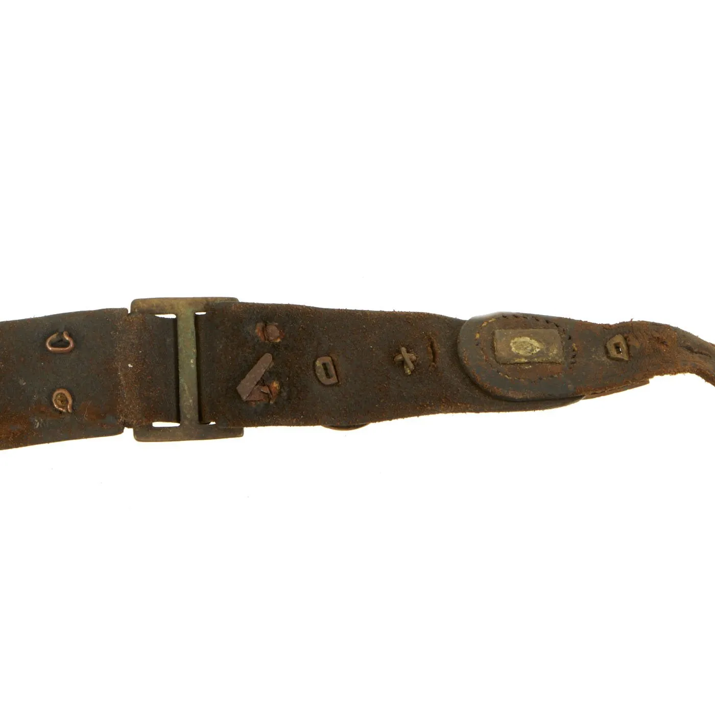 Original British WWI Manchester Regiment Souvenir Leather Belt with Attached Buttons, Badges & Insignia