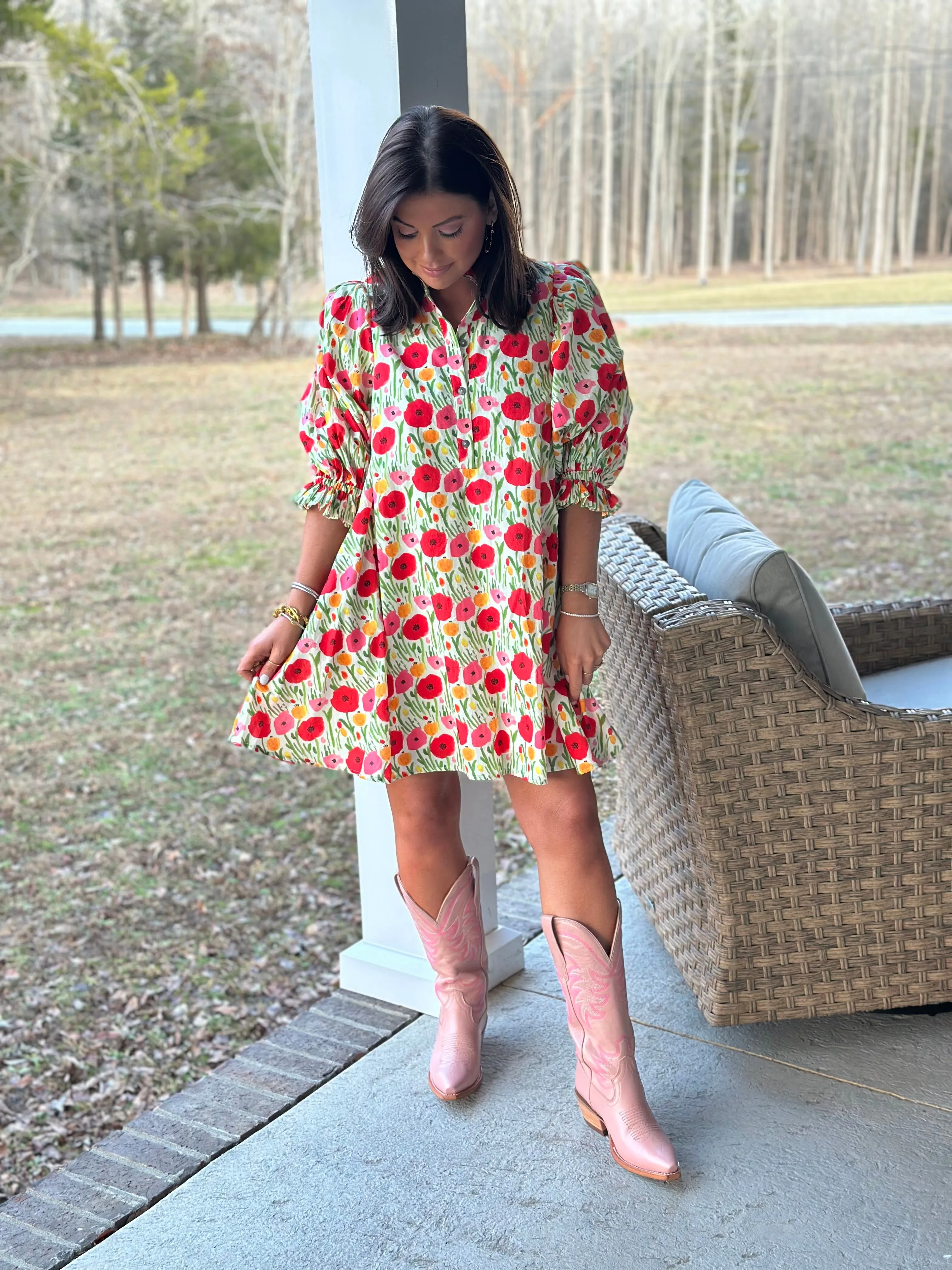 Poppy Babydoll Dress - Red