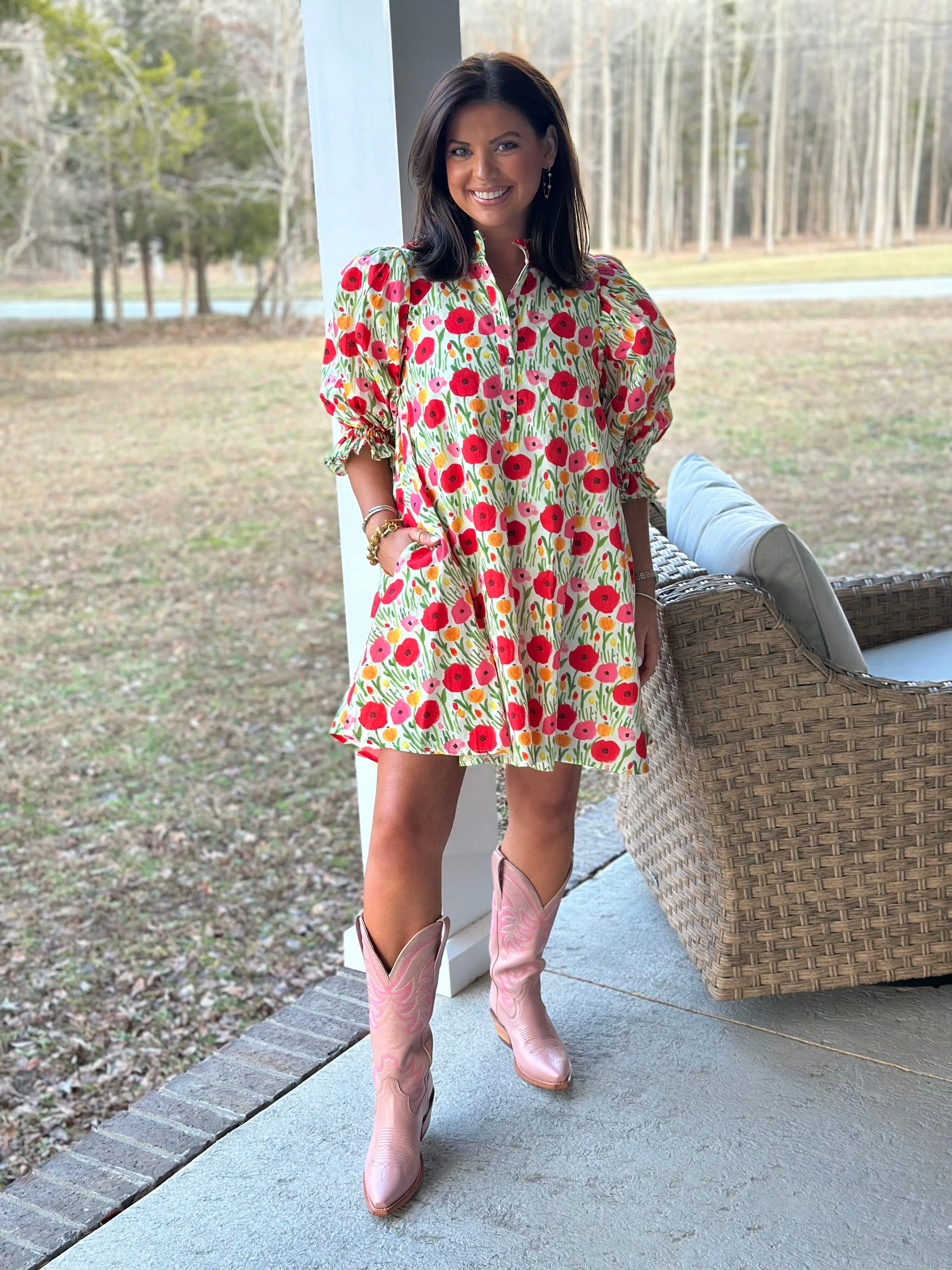 Poppy Babydoll Dress - Red
