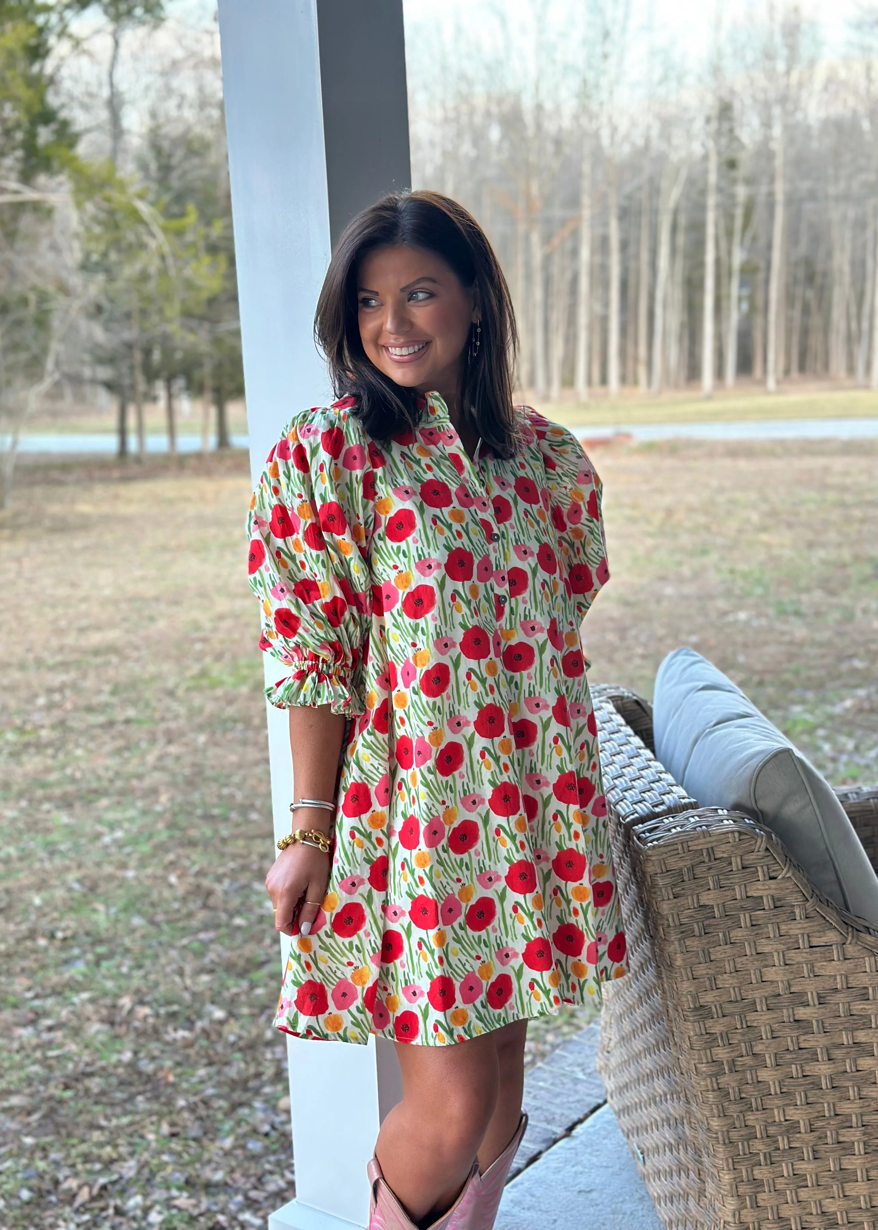 Poppy Babydoll Dress - Red