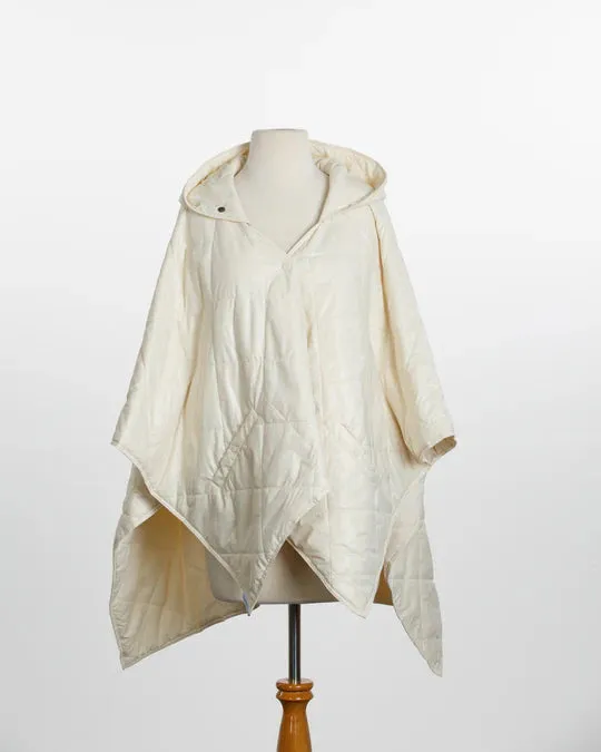 Rainraps Hooded Shiny Ivory PUFFERRAP | Women's Rain Poncho