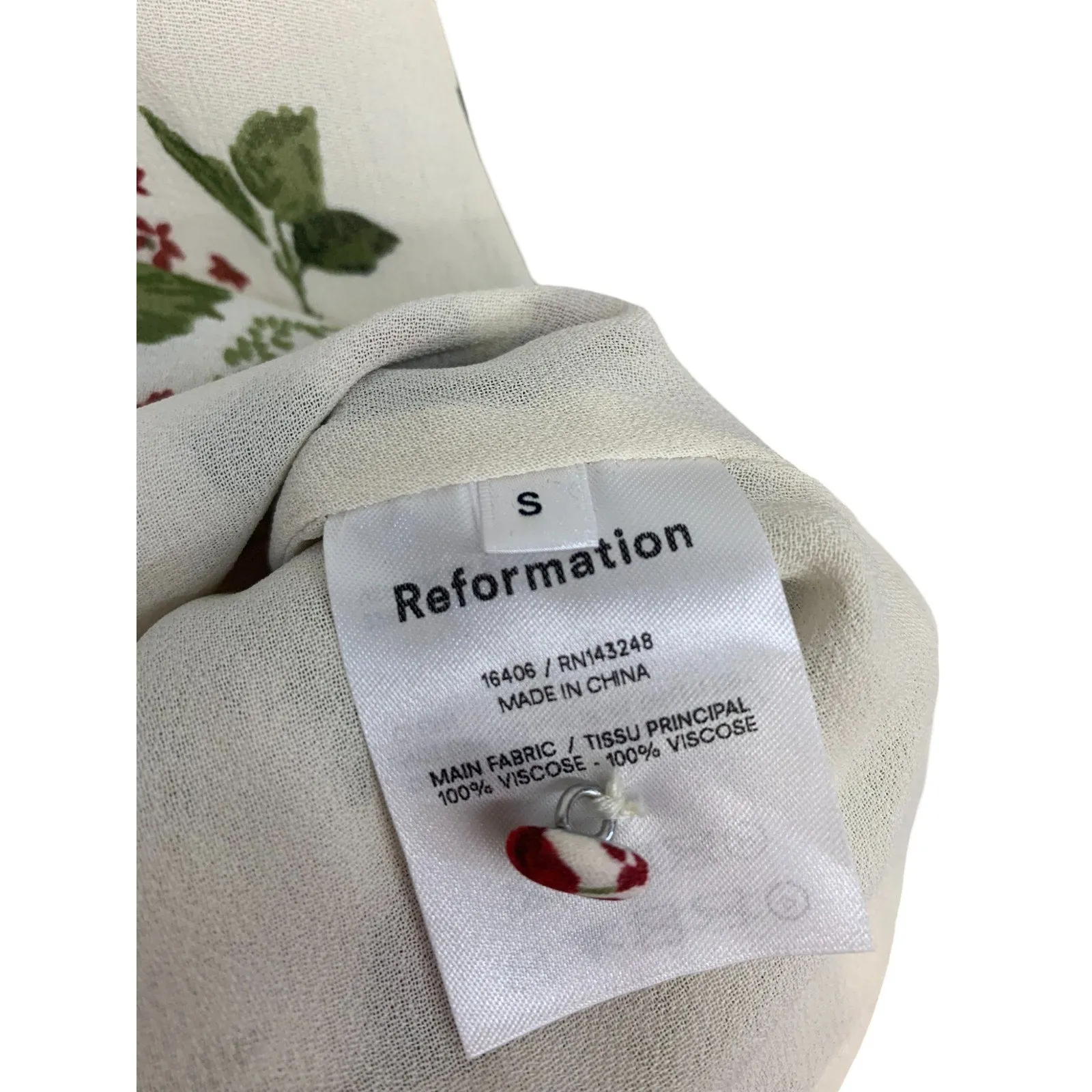 REFORMATION Jourdan Dress Ivory/Floral SZ Small BabyDoll