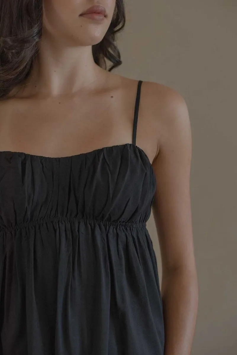 Ruched Bodice Dress in Black