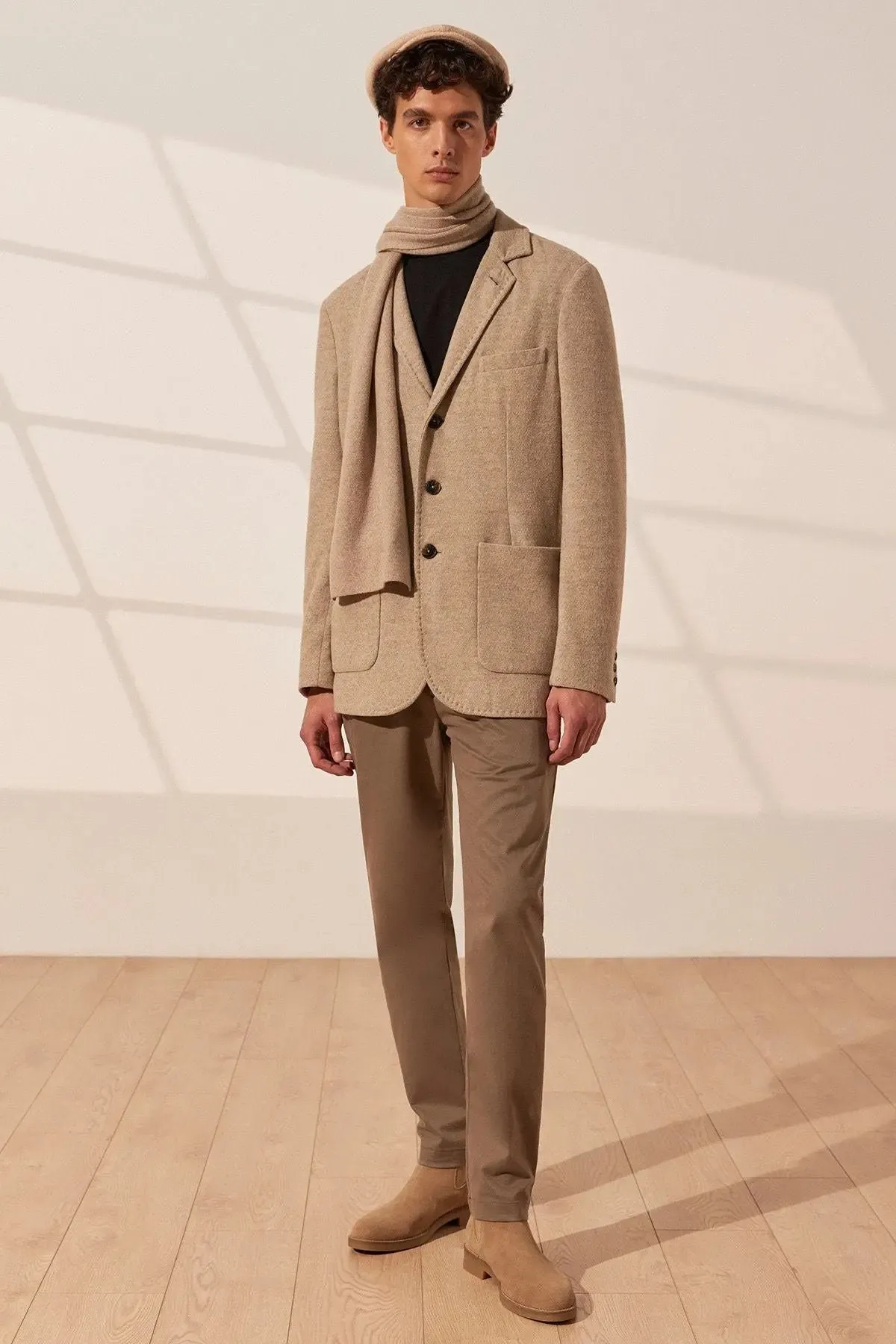 Sand Beige Tricennial Cashmere and Wool Men's Jacket