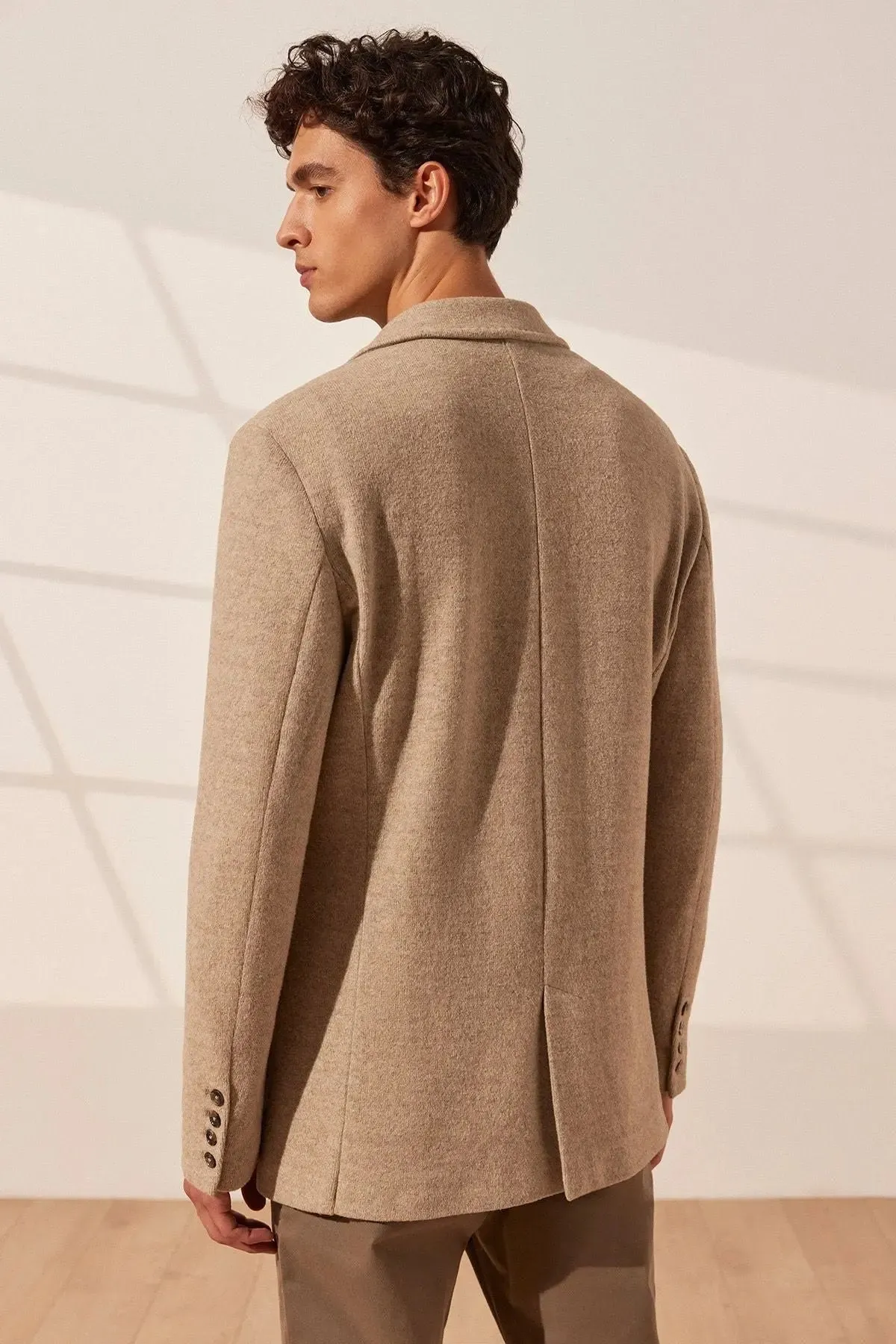 Sand Beige Tricennial Cashmere and Wool Men's Jacket