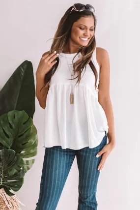 Seaside Breeze Waffle Knit Babydoll Tank