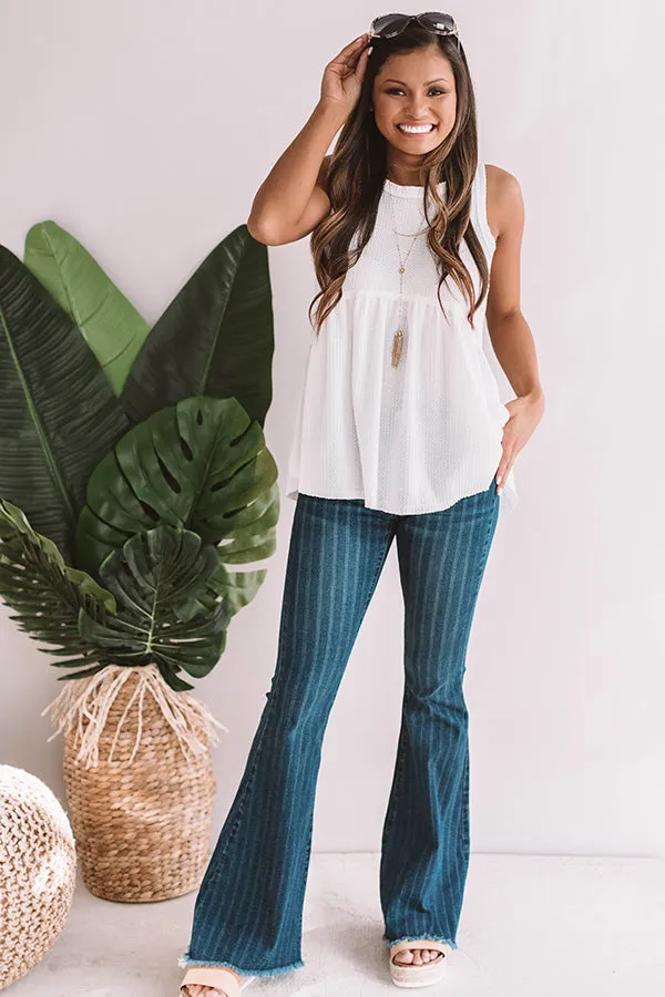 Seaside Breeze Waffle Knit Babydoll Tank