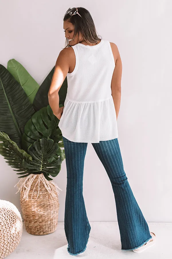 Seaside Breeze Waffle Knit Babydoll Tank