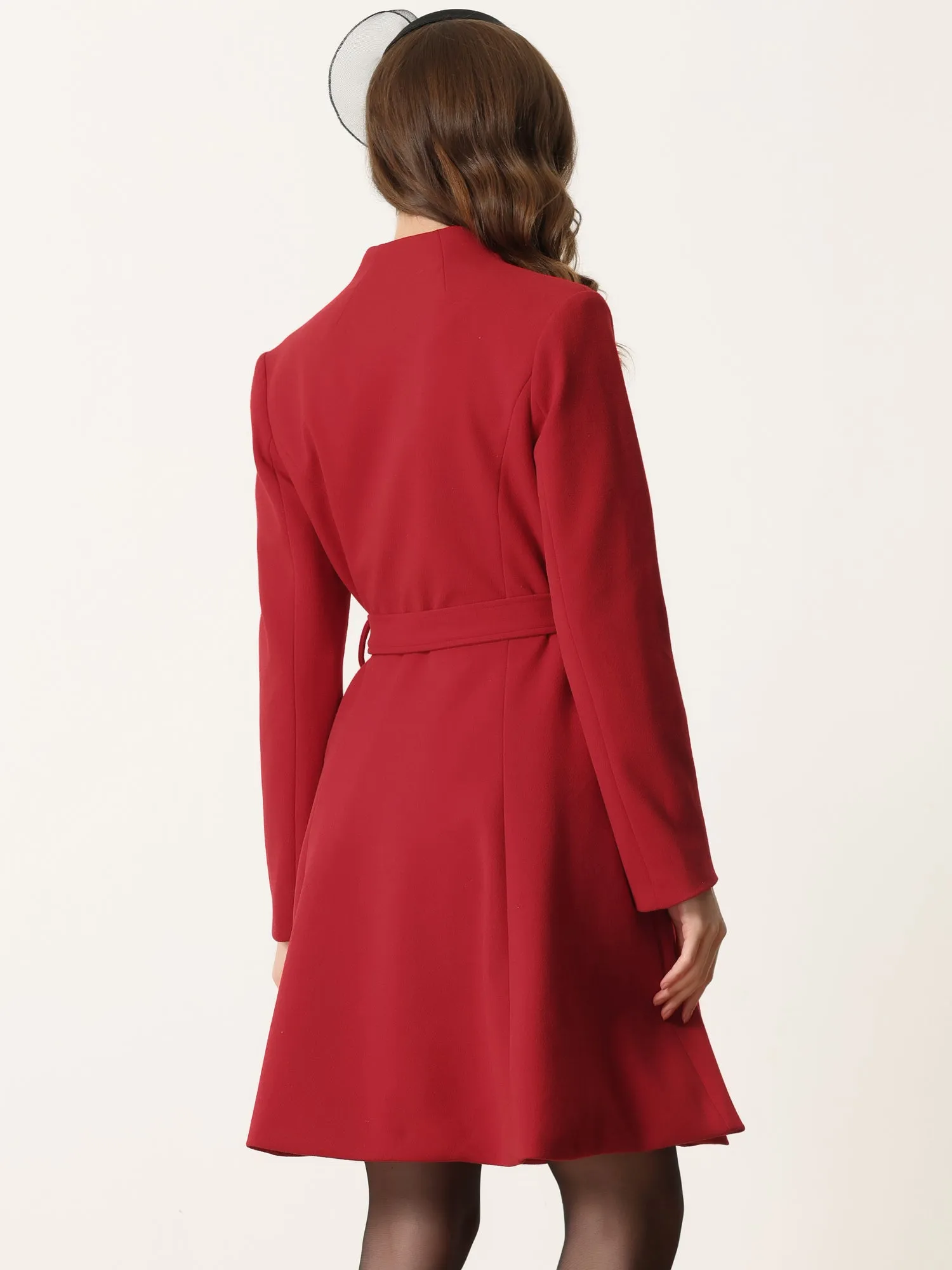 Stand Collar Single Breasted Vintage Winter Belt Coats