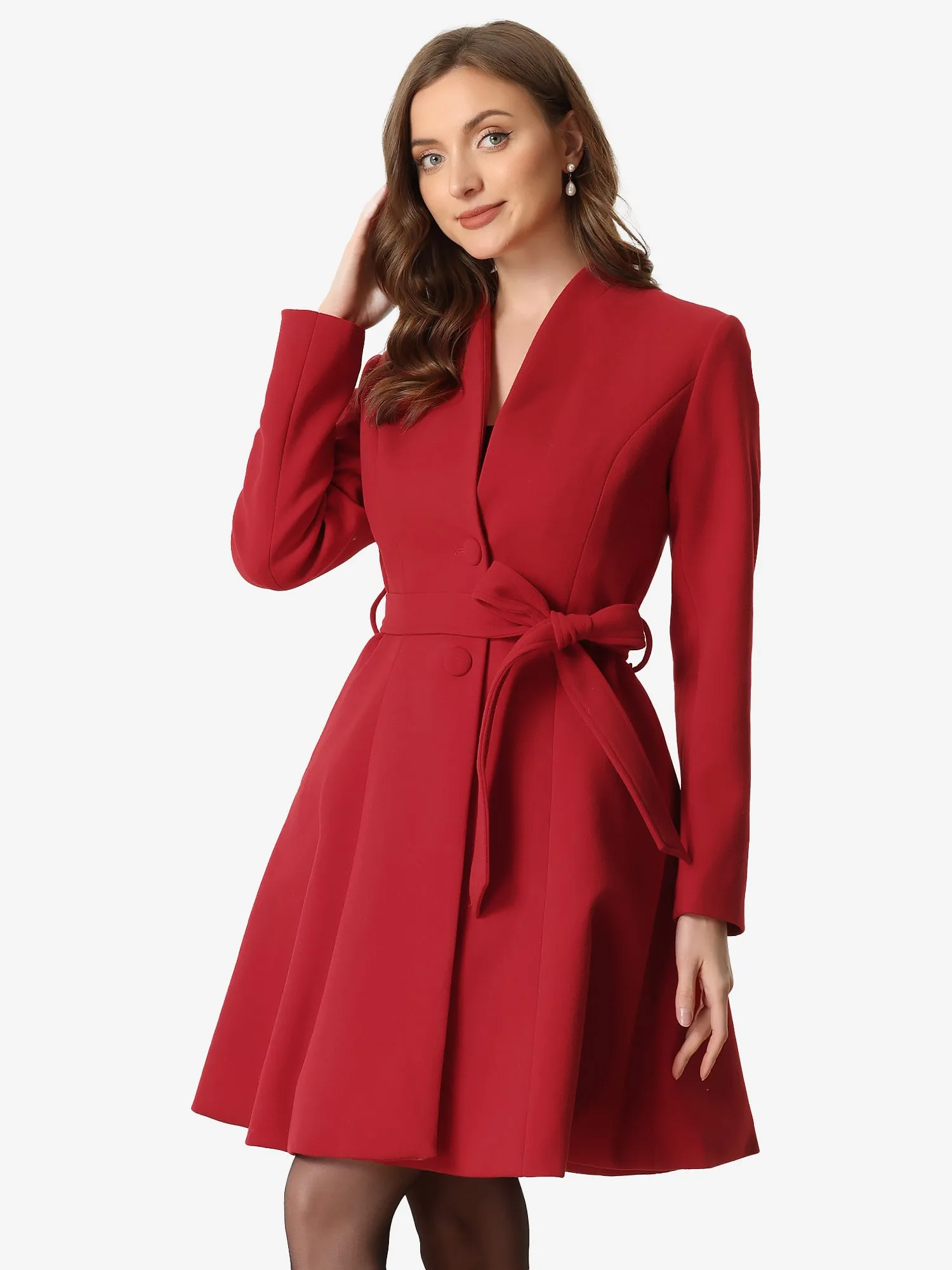 Stand Collar Single Breasted Vintage Winter Belt Coats
