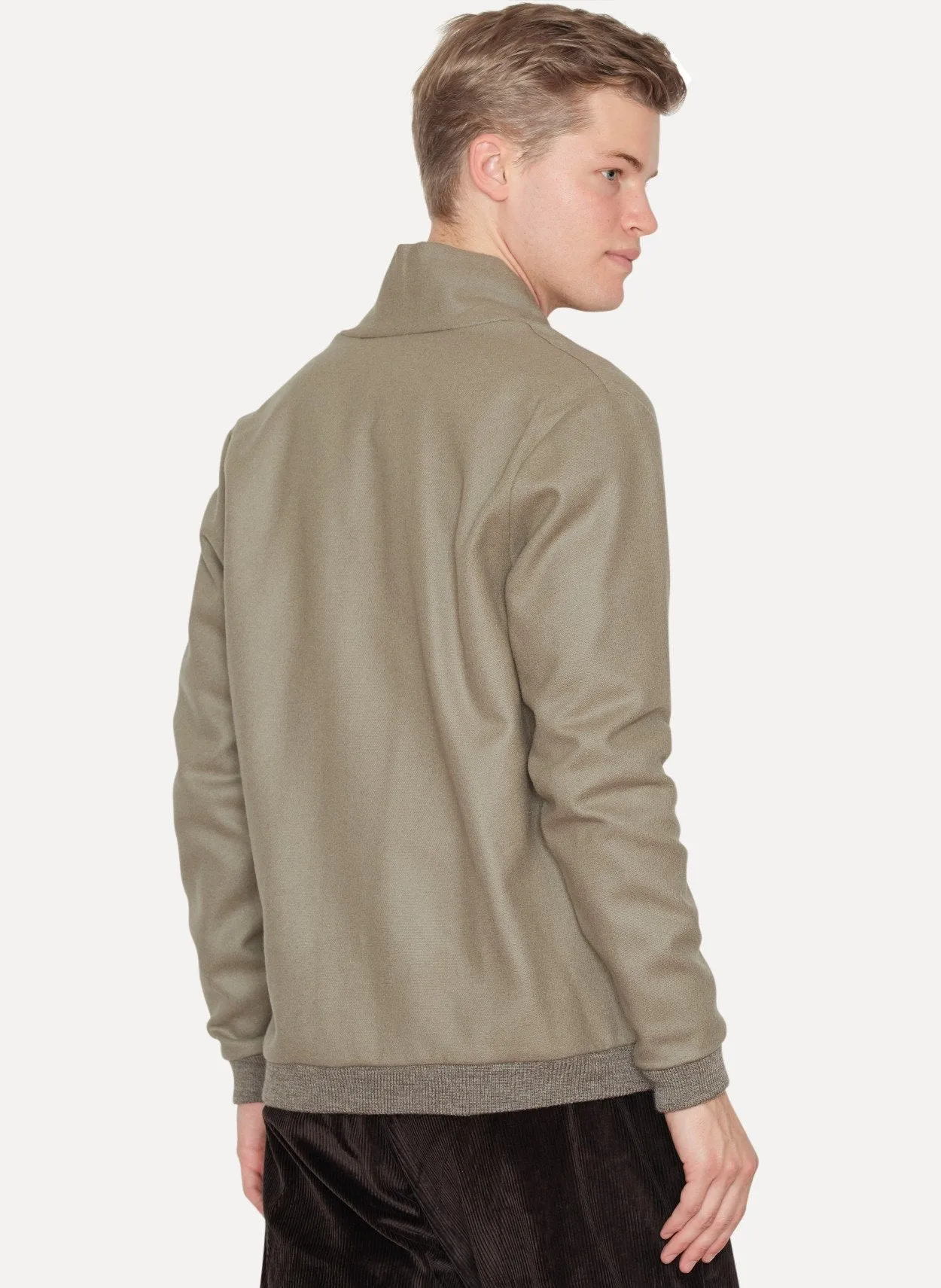 Stone Brushed Wool Cardigan Easel