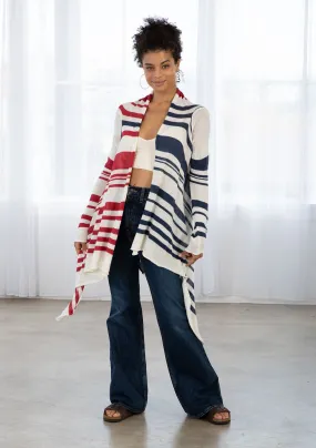 Striped Knit Flowy Cardigan