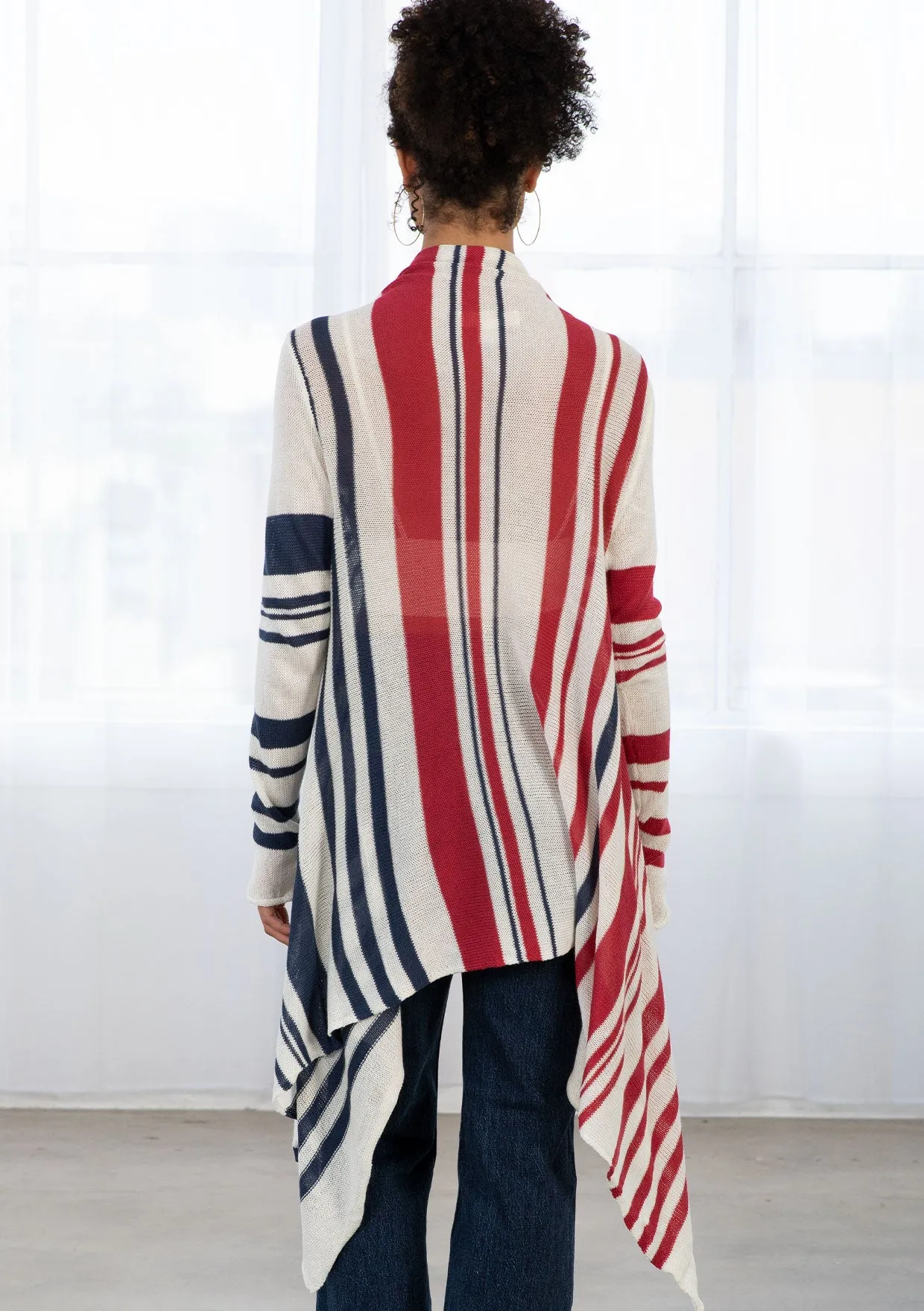 Striped Knit Flowy Cardigan