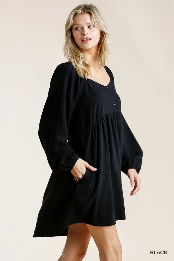 Sweetheart Babydoll Dress, Black