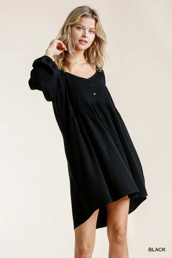 Sweetheart Babydoll Dress, Black