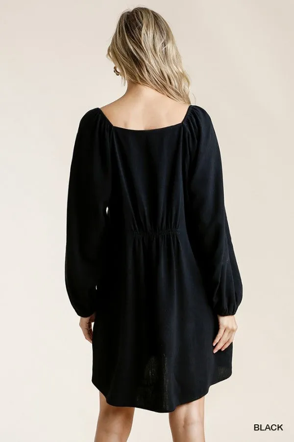 Sweetheart Babydoll Dress, Black
