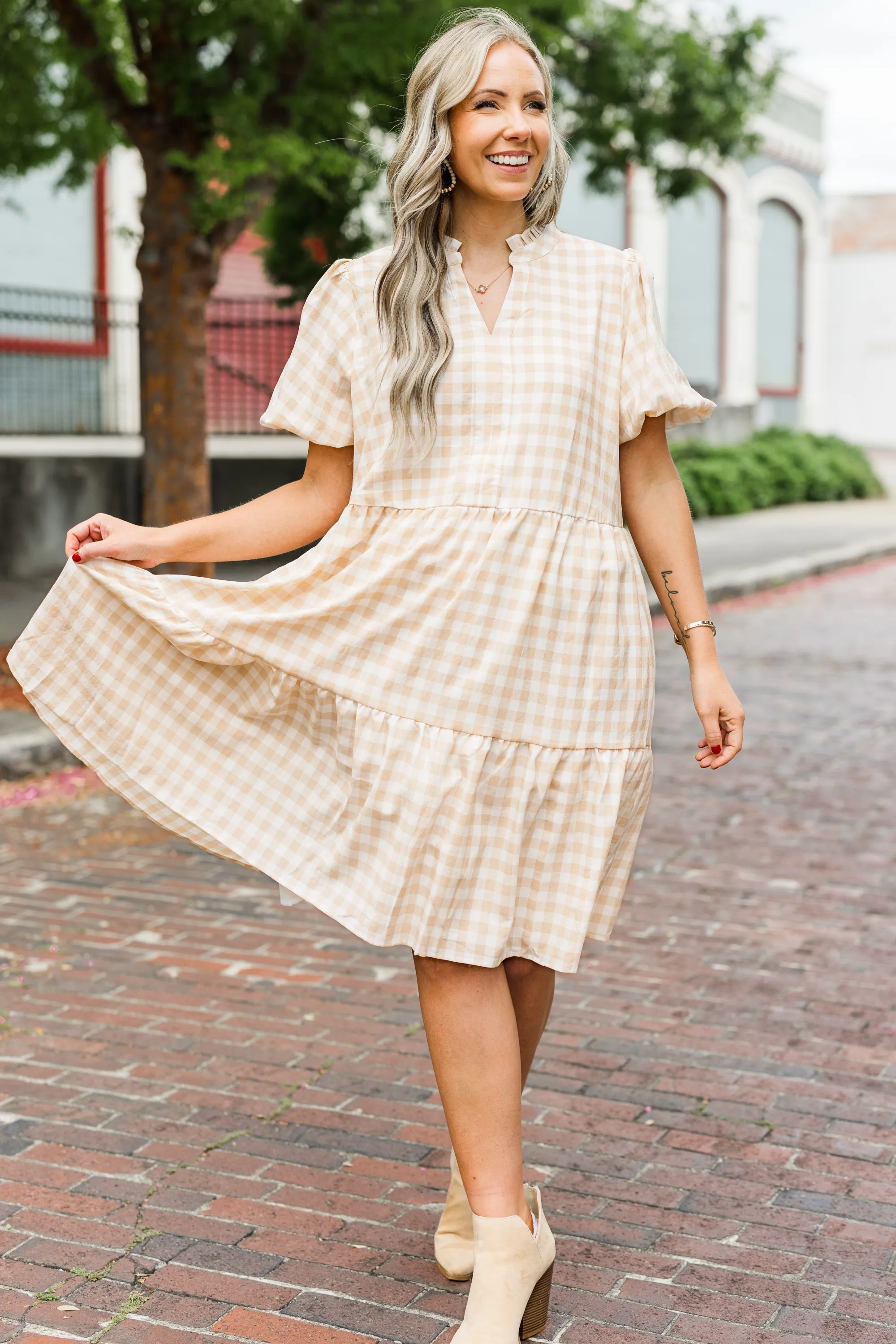 Swing Of Things Dress, Taupe