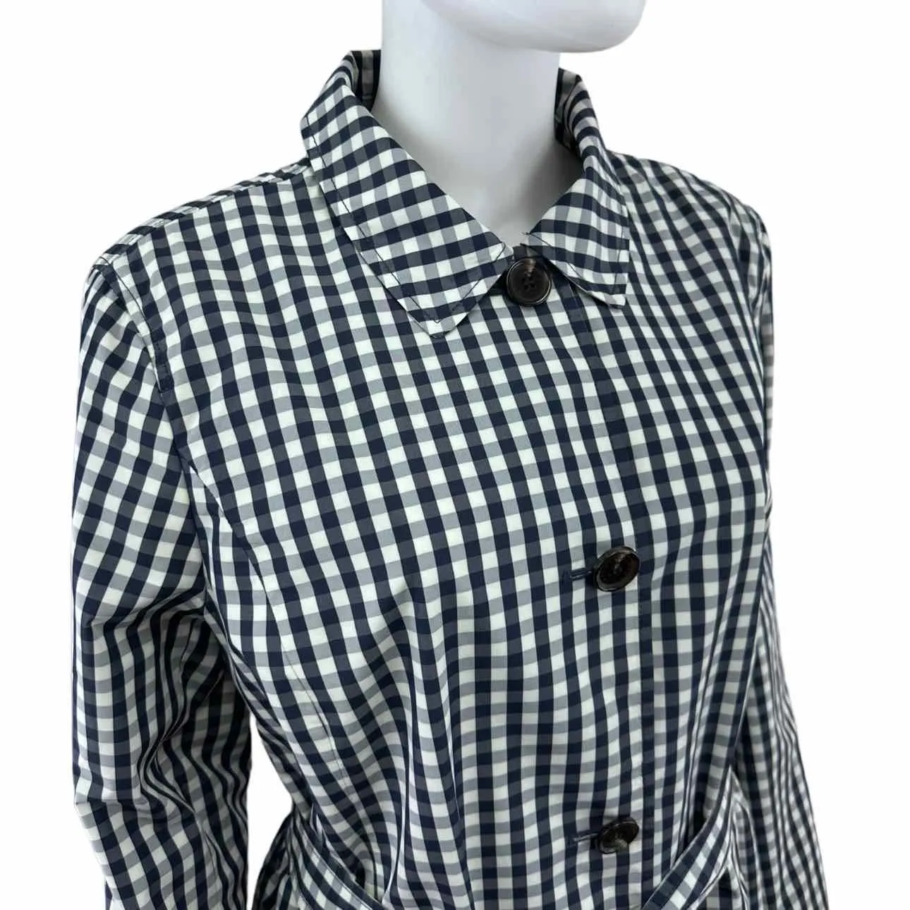 Talbots Navy Check Trench Raincoat Size L