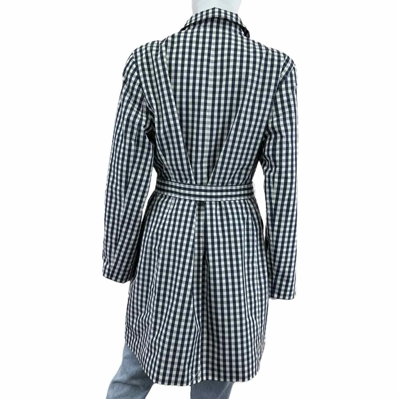 Talbots Navy Check Trench Raincoat Size L