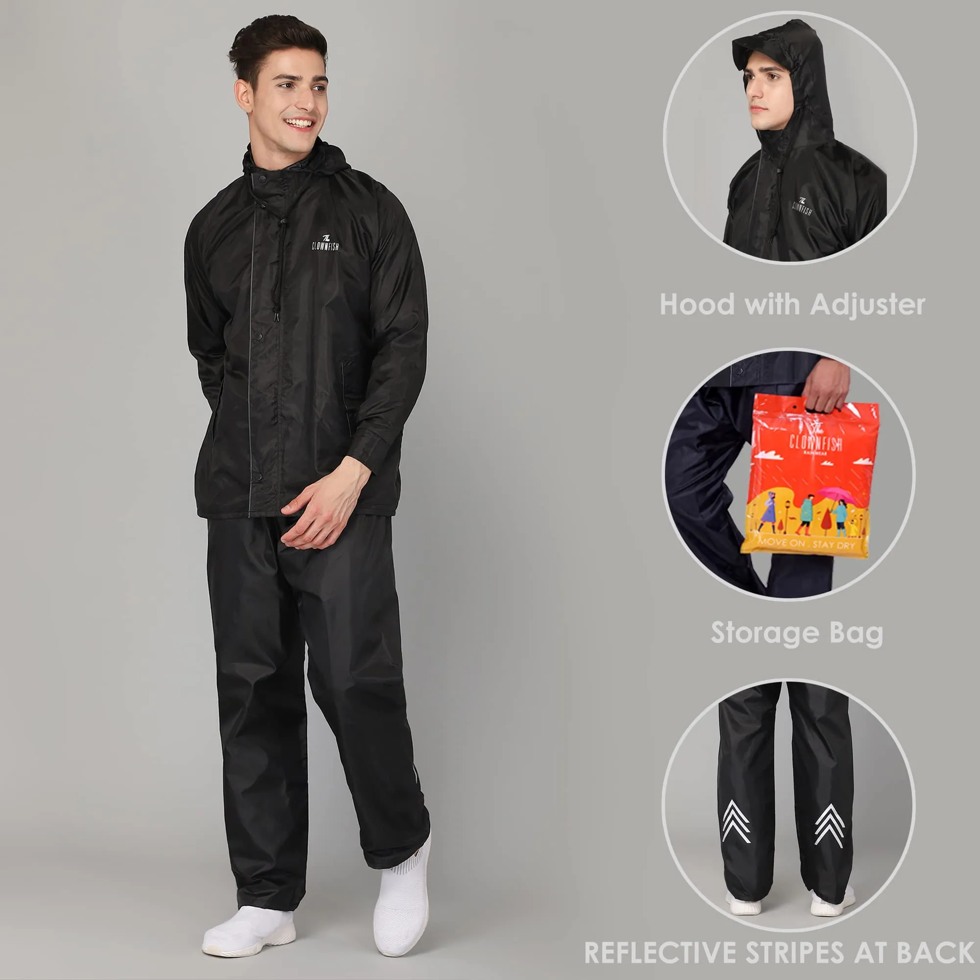 THE CLOWNFISH Road Rider Men's Waterproof Raincoat Polyester Double Coating Reversible Rain Suit with Hood & Mobile Pocket. Set of Top and Bottom. Printed Plastic Pouch (Fluoroscent Green, XX-Large)