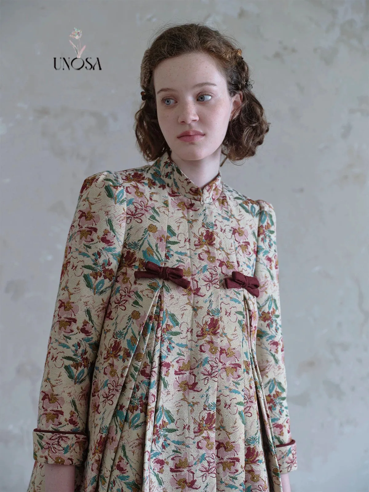 [UNOSA] Floral Garden Vintage A Line Coat Christmas