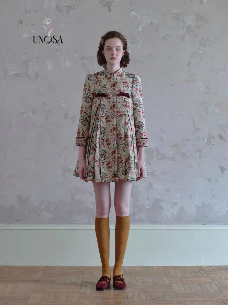 [UNOSA] Floral Garden Vintage A Line Coat Christmas