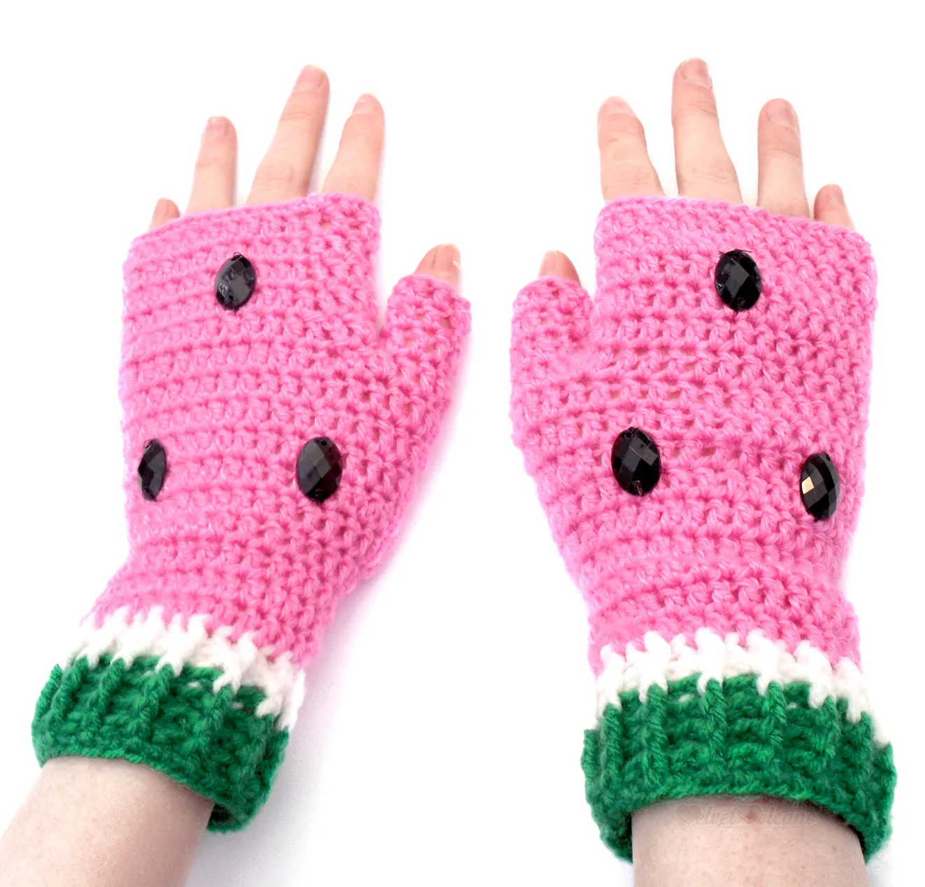Watermelon Fingerless Gloves (Custom Colour)