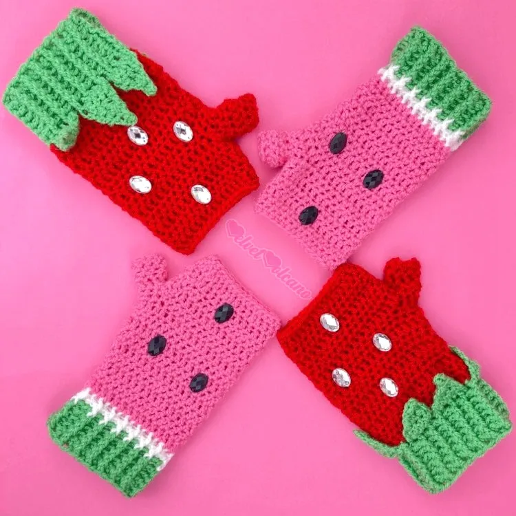 Watermelon Fingerless Gloves (Custom Colour)