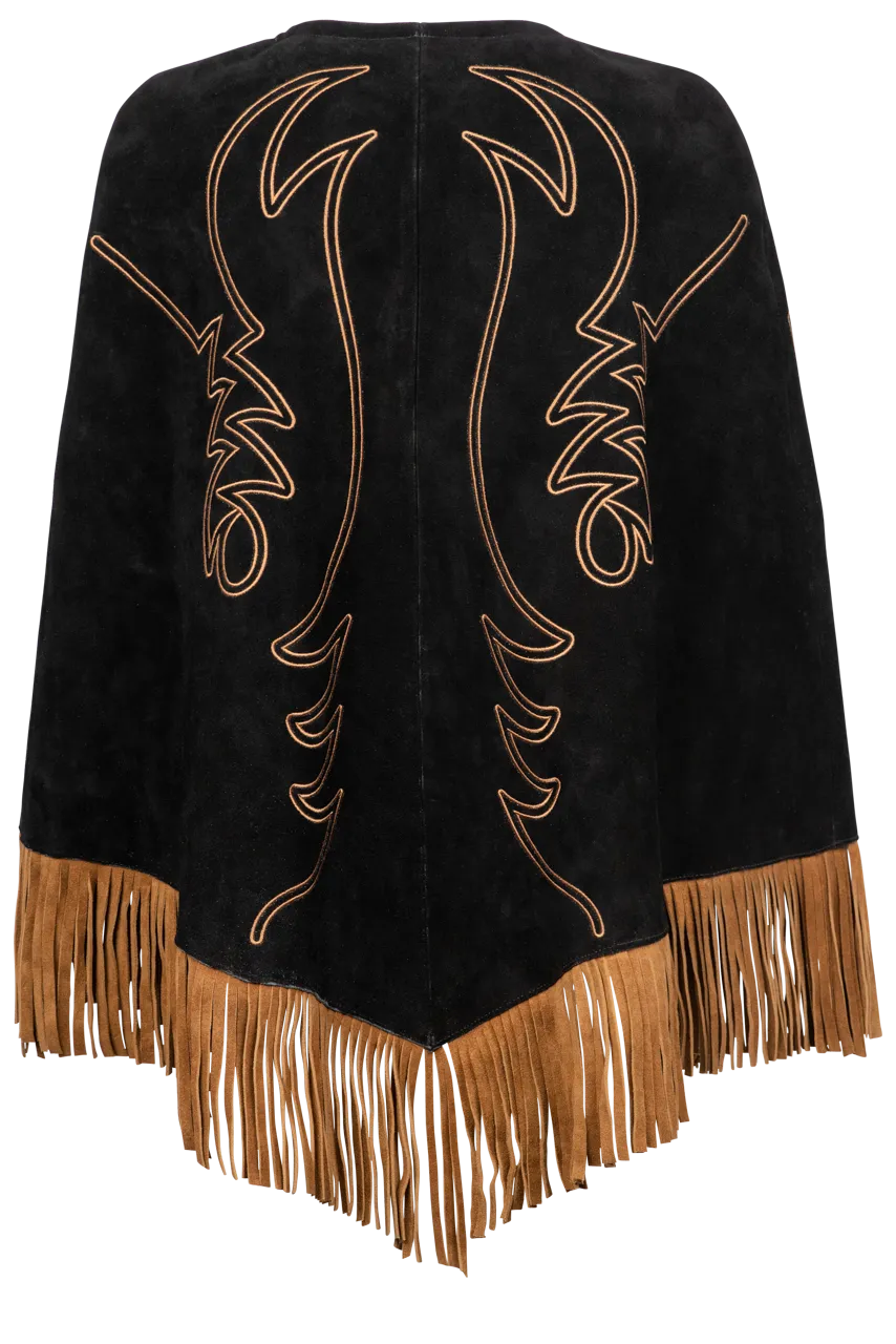 Western & Co. High Noon Embroidered Suede Cape