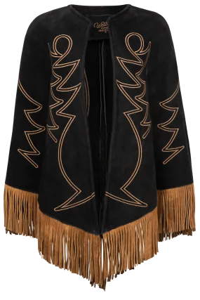 Western & Co. High Noon Embroidered Suede Cape