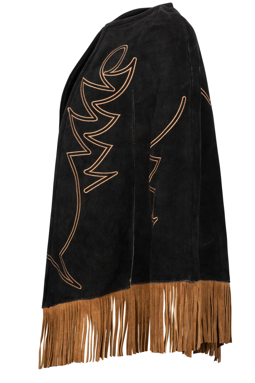 Western & Co. High Noon Embroidered Suede Cape