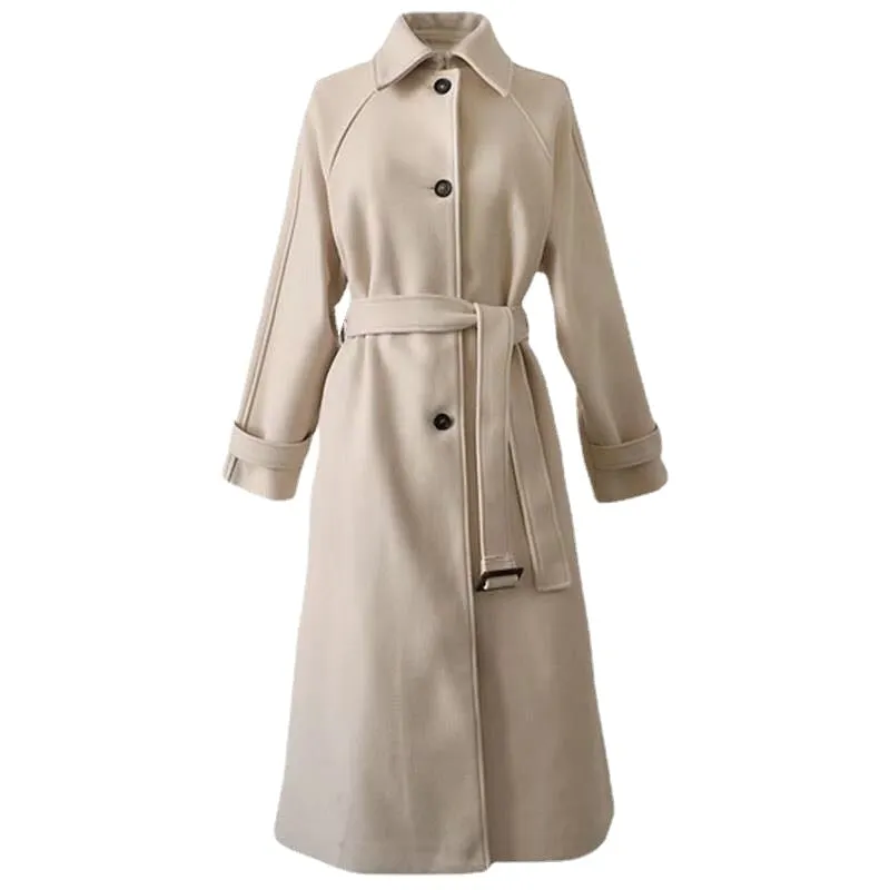 Wjczt Cotton Padded Thickened Winter Latest Korean Version Long Loose and Thin Wool Coat Women Autumn Woolen Coat Winter Clothing