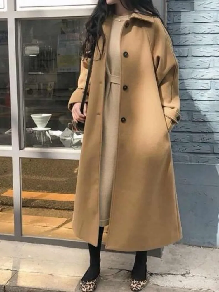 Wjczt Cotton Padded Thickened Winter Latest Korean Version Long Loose and Thin Wool Coat Women Autumn Woolen Coat Winter Clothing