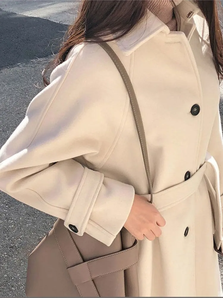 Wjczt Cotton Padded Thickened Winter Latest Korean Version Long Loose and Thin Wool Coat Women Autumn Woolen Coat Winter Clothing