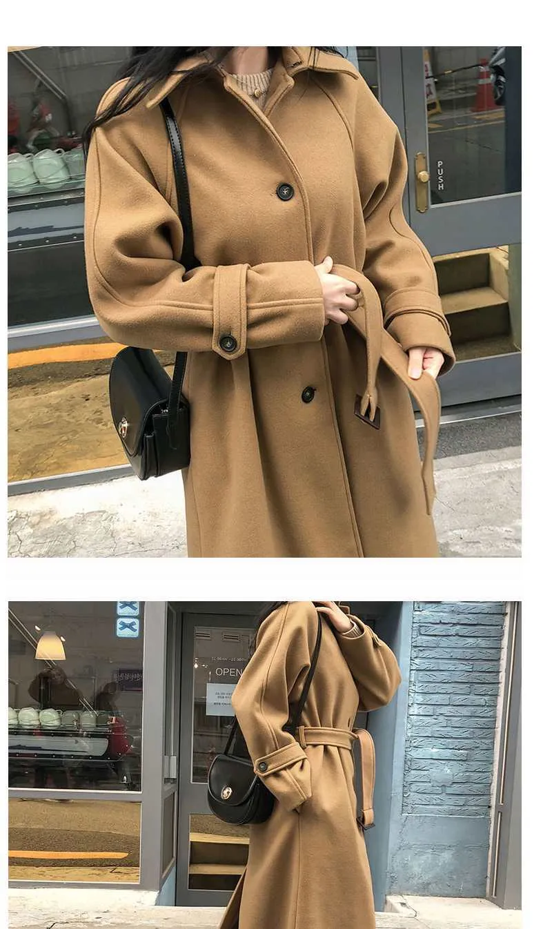 Wjczt Cotton Padded Thickened Winter Latest Korean Version Long Loose and Thin Wool Coat Women Autumn Woolen Coat Winter Clothing