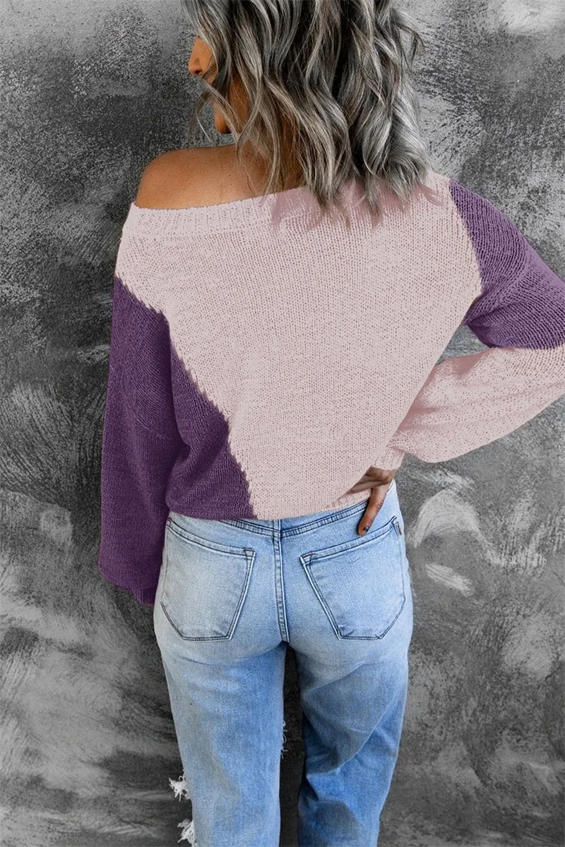 Women Knitting Irregular One Shoulder Sweaters